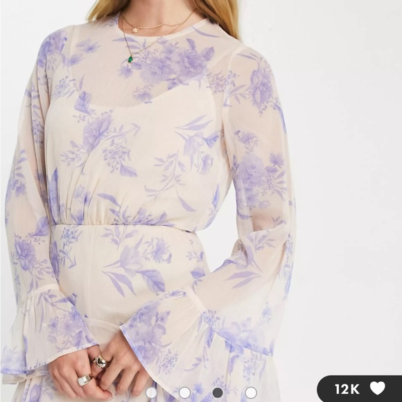 Long sleeve chiffon maxi dress - Picture 2 of 4